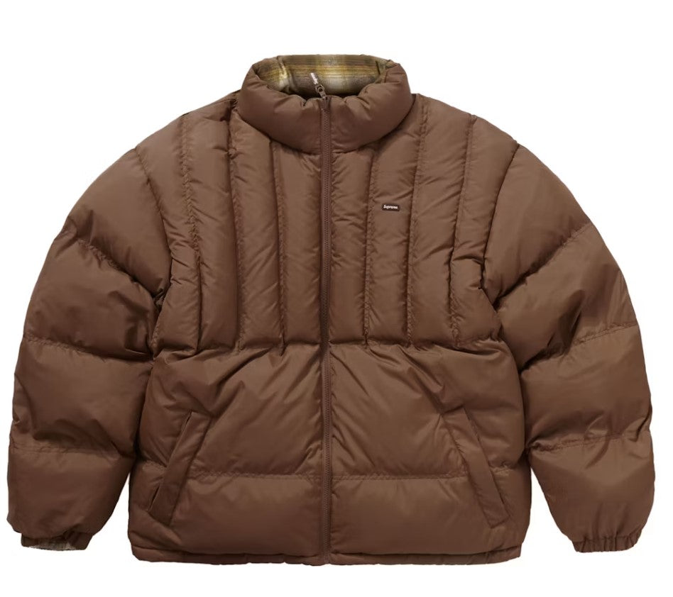 Supreme Flannel Reversible Puffer Jacket Brown – RIF LA