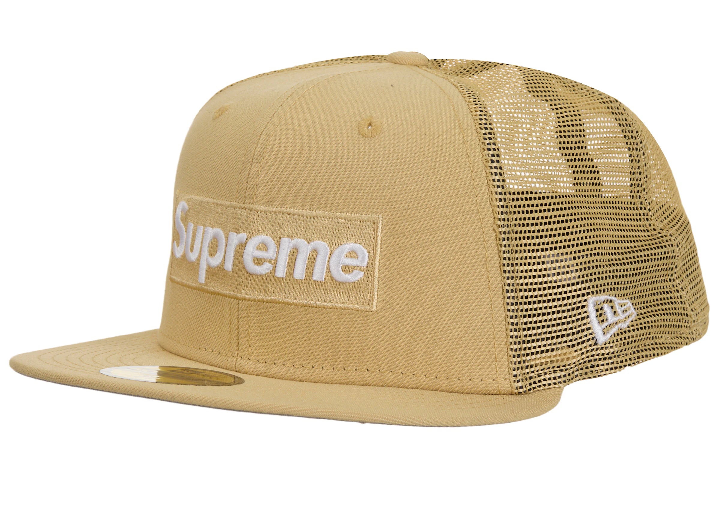 Supreme Box Logo Mesh Back New Era Cap SS24 Light Gold RIF LA