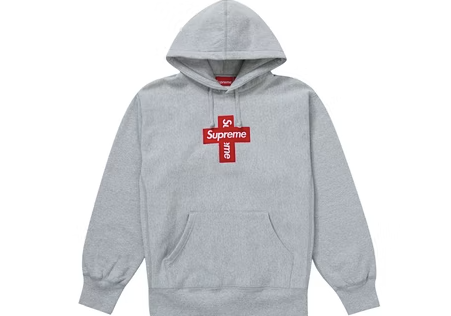 Supreme Cross Box Logo Hooded Sweatshirt Heather Grey – RIF LA