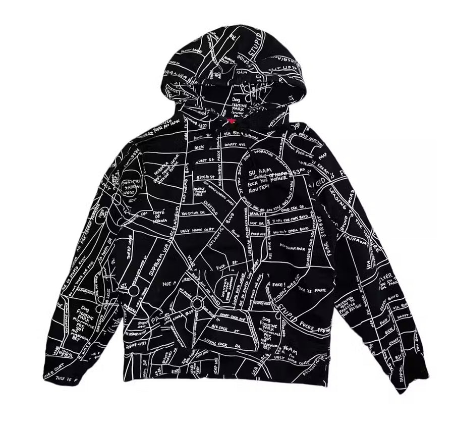 Supreme Gonz Embroidered Map Hooded Sweatshirt Black – RIF LA