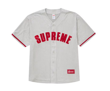 Supreme Ultrasuede Mesh Baseball Jersey Grey (WORN)
