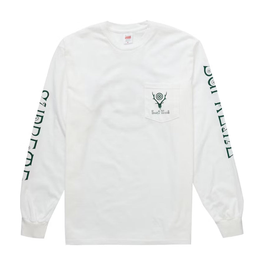 Supreme SOUTH2 WEST8 L/S Pocket Tee White