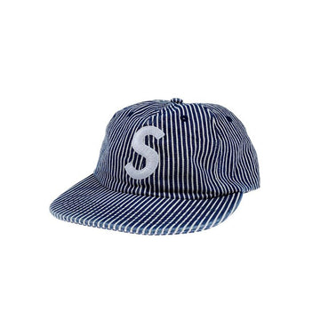 Supreme Pinstripe S Logo 6 Panel Cap (WORN)