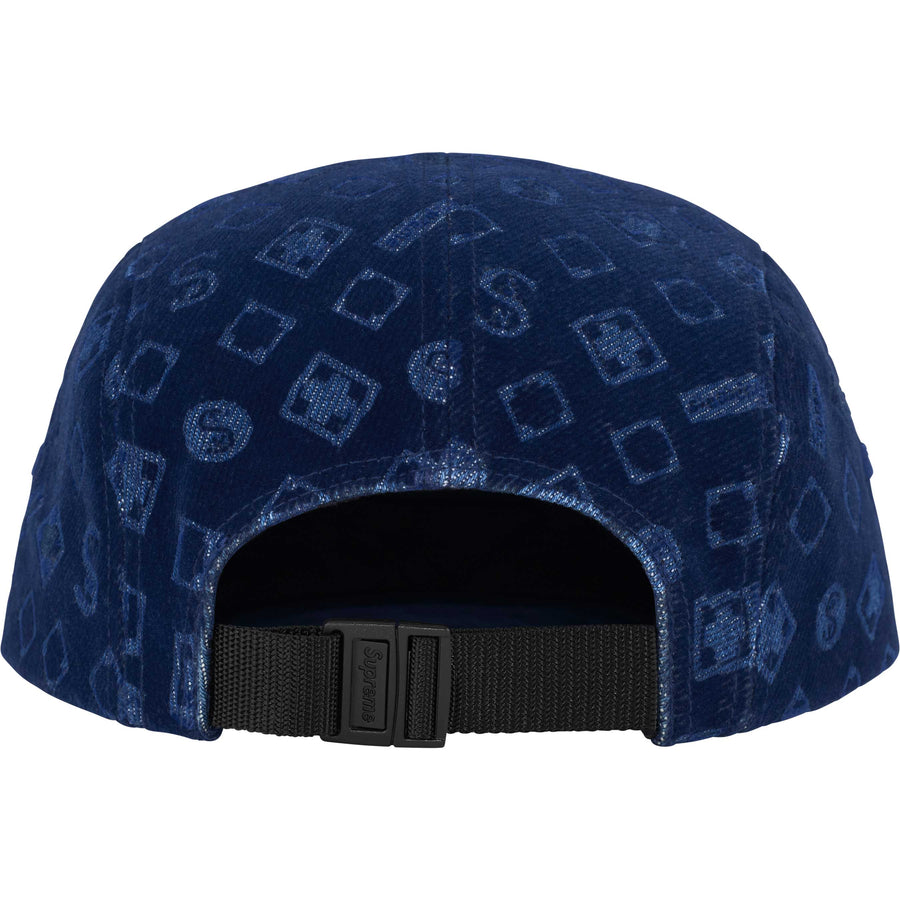 Supreme Flocked Denim Camp Cap Blue