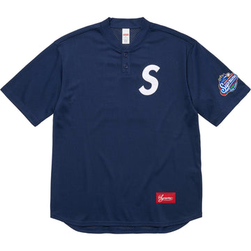 Supreme S Logo Baseball Henley Navy (WORN)