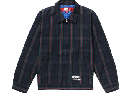 Supreme JUNYA WATANABE CDG MAN Printed Work Jacket Navy Plaid