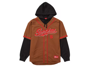 Supreme Baseball Jersey Hooded Sweatshirt Brown