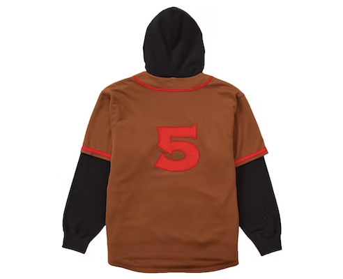 Supreme Baseball Jersey Hooded Sweatshirt Brown