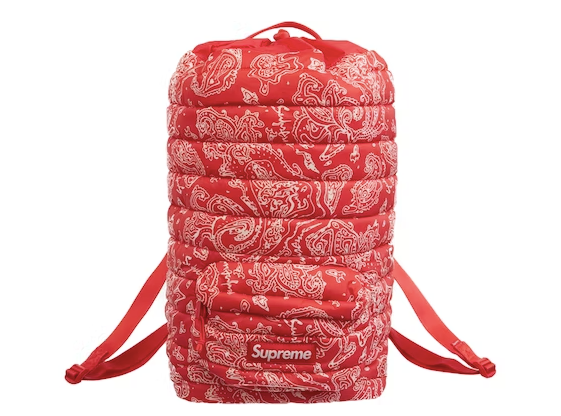 Supreme Puffer Backpack Red Paisley – RIF LA