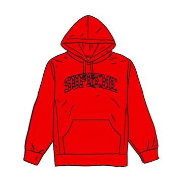 305360-025 Hearts Arc Hooded Sweatshirt Red (WORN)